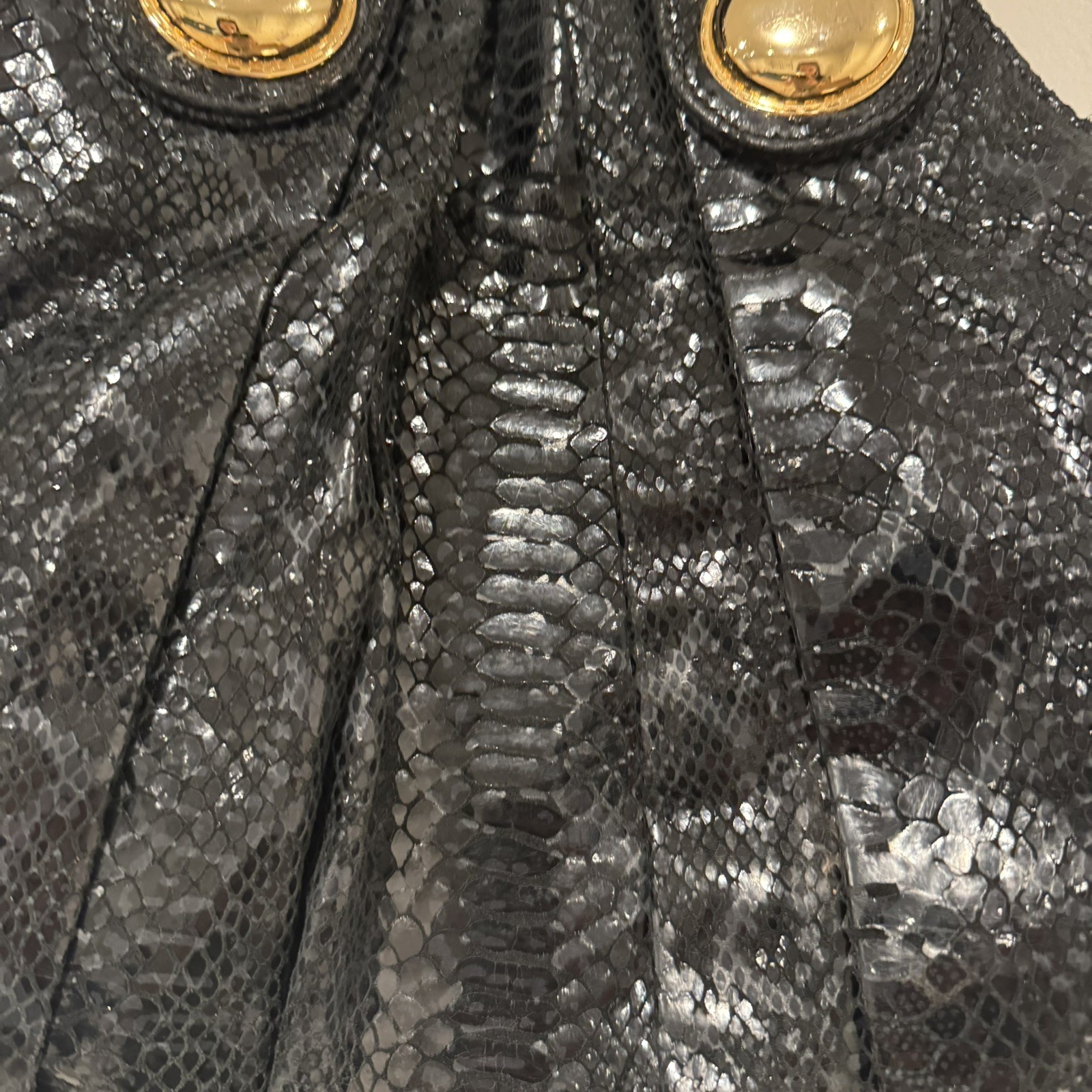 Steven by Steve Madden Y2K Black Python Gold Slou… - image 3