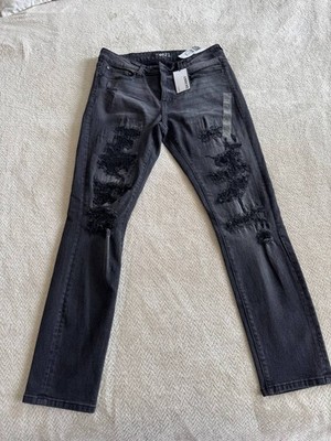rue21 Skinny Jeans Mens 34x32 Supreme Flex Distressed Black NWT