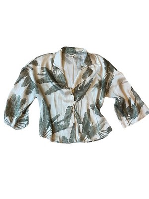 Women s Flowy Button Down Blouse By Koton- Size Medium (8) - Palm Tree Designs