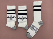 3 Pairs Bombas Men's Solid Calf socks Size Large9-13 Black striped white