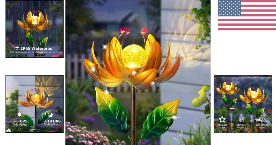 Waterproof Solar Wind Spinner with Crackle Glass Globe for Outdoor Charm - Image 2 of 4