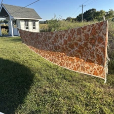 Vintage 1950’s Cohama Vat Dyed Hand Print Heavy Upholstery Fabric 182” X 54”