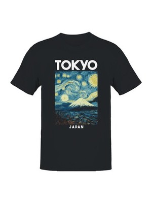 Starry Tokyo Night with Mount Fuji Men's T-shirt