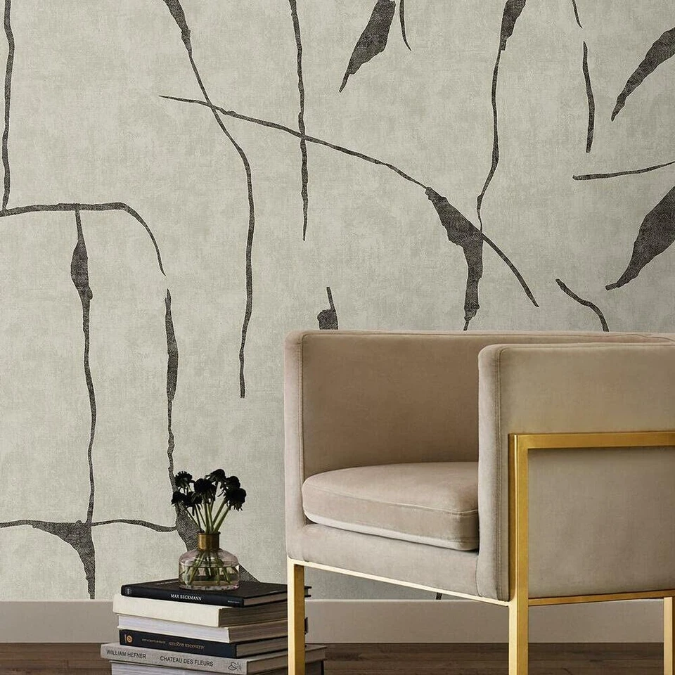 Mural Papel Pintado RoomMates RMK12208M Nikki Chu Taupe y Negro Pelar y Pegar Foto 2 de 4