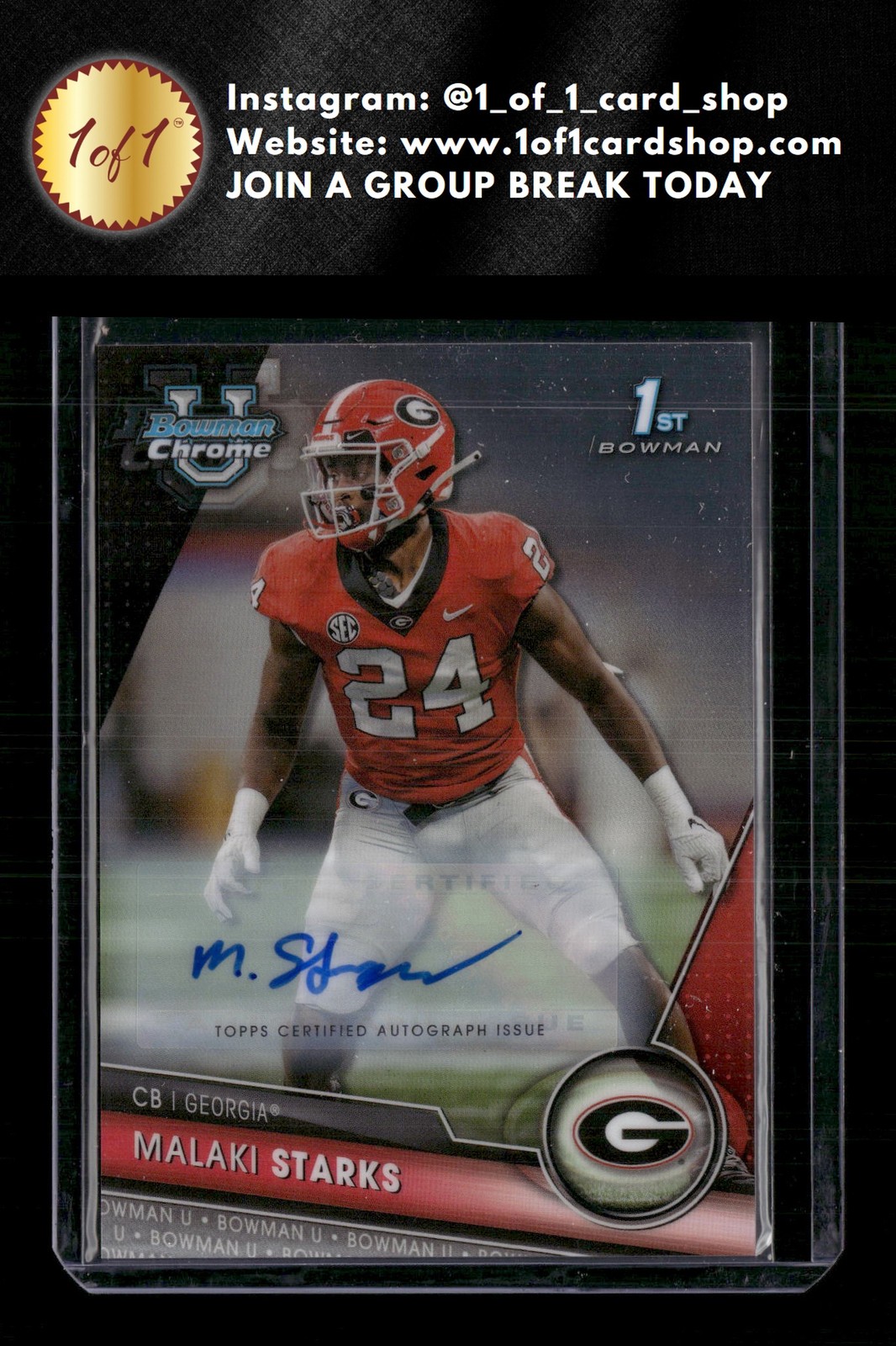 2023 Bowman University Chrome #55 Malaki Starks Chrome Prospect Autographs MS