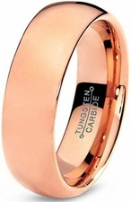 Rose Gold Plated Tungsten Carbide Ring Band 6mm High Polished