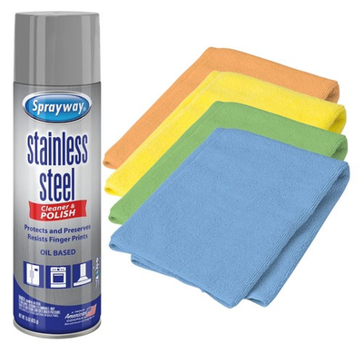 #ad #ad Sprayway Stainless Steel Cleaner and Polisher 15oz with 16x16 Microfiber Cloths $14.98