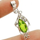 2CT Natural Peridot 925 Solid Sterling Silver Pendant Jewelry 1 2/3" Long @11-7 — photo 1