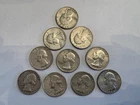 Washington Silver Circulated Quarters Lot of 10 (1954-1964) US Coins