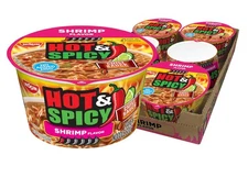 Nissin Hot & Spicy Ramen Noodle Soup, Shrimp, 3.27 Ounce (Pack of 6) 