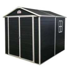 6x8ft Resin Outdoor Storage Shed,Garden Tool Shed w/ Lockable Doors,Floor,Window
