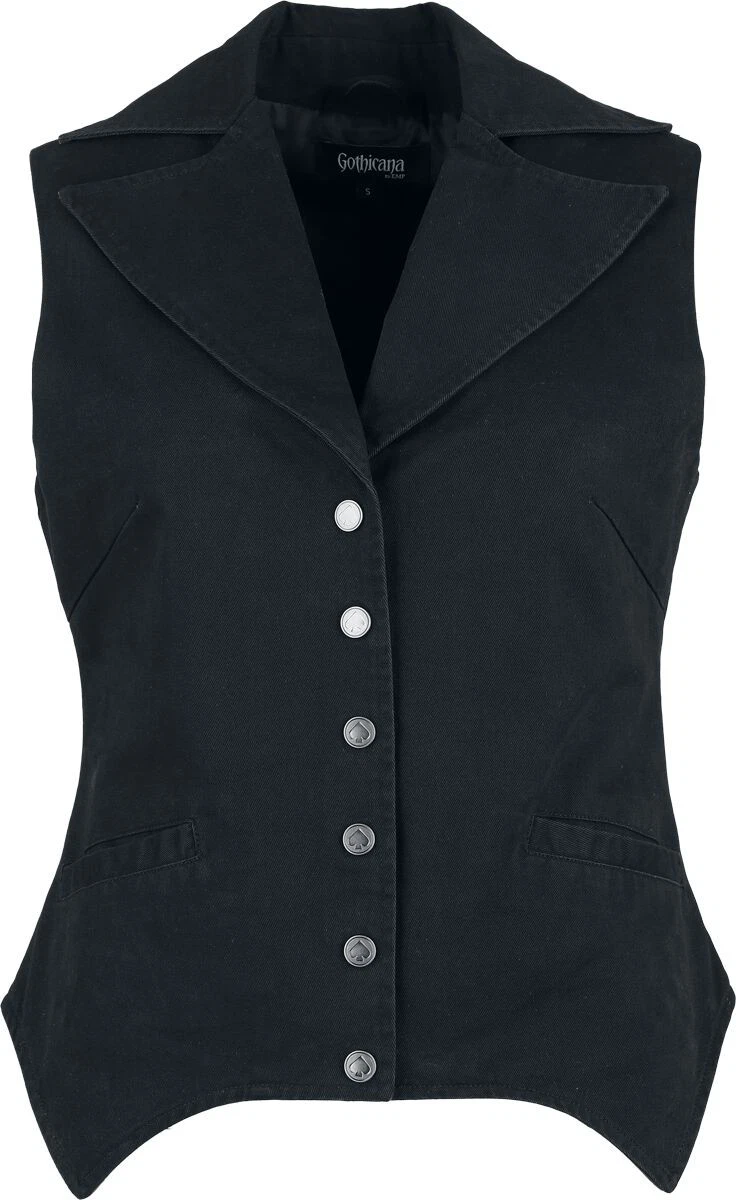 Gothicana by EMP Damen schwarze Weste mit Reverskragen