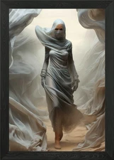 Woman in Flowing Fabric Framed Wall Art Poster Canvas Print Picture