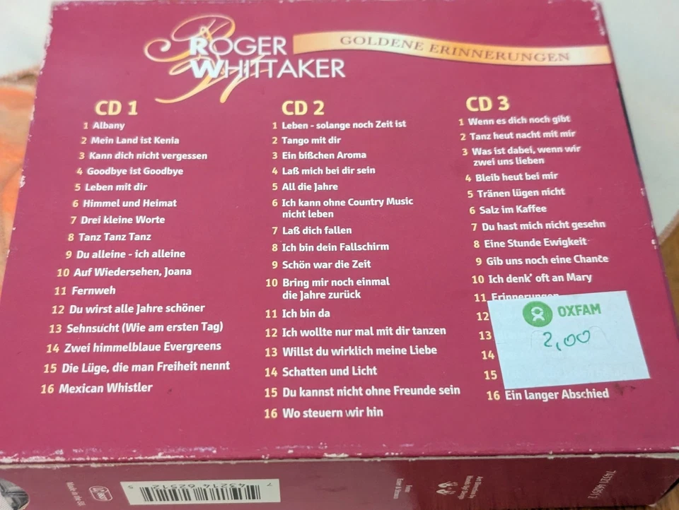 Roger Whittaker Goldene Erinnerungen 3 CD Box sehr guter Zustand Albany Fernweh - Bild 2 von 2