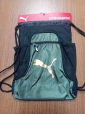 Puma Equivlance Carrysack Black Green And Gold 18"x14" Drawstring Sack Pack