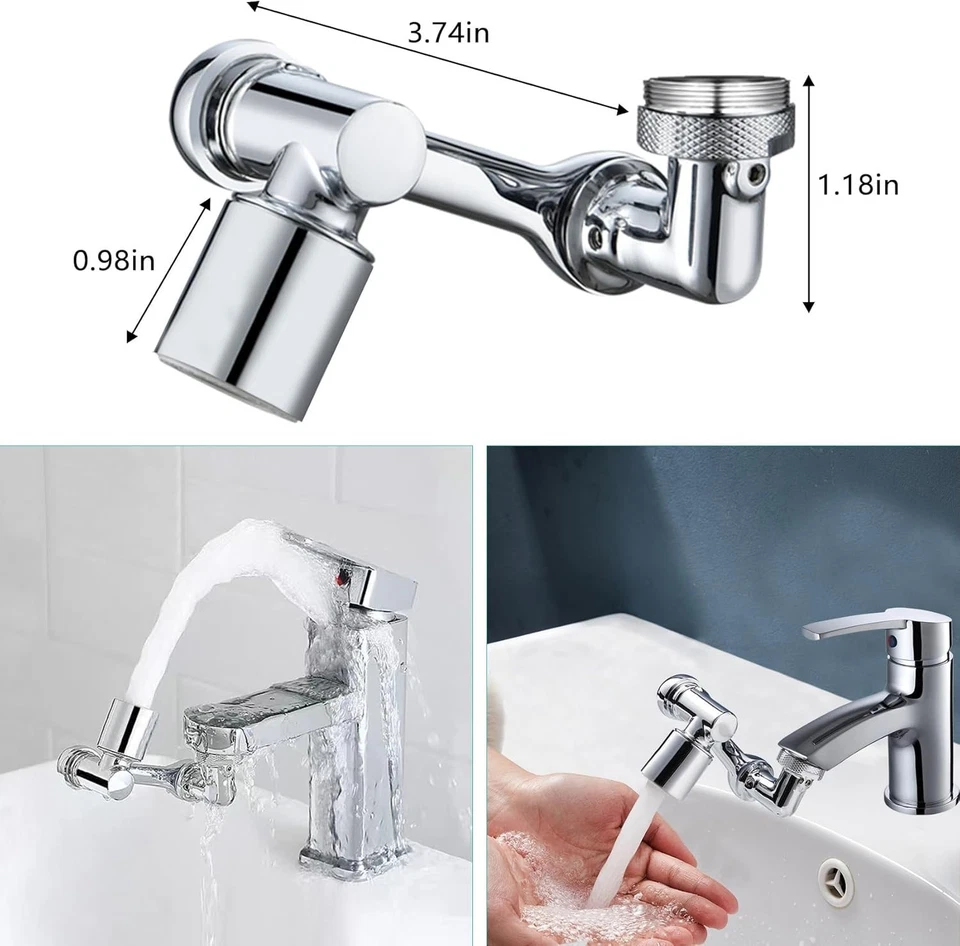 Faucet Extender Swivel Water Filter Kitchen Bathroom Aerator 2 Modes - Image 4 of 4