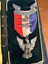 1930's-'50's BOY SCOUT EAGLE BADGE w/ Copper & Silver Leaf Bars & Box