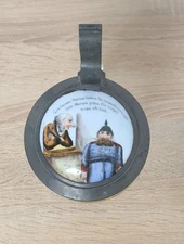 Old Antique Beer Stein Jug Glass Porcelain Painting Vintage Saxon Glass Factory