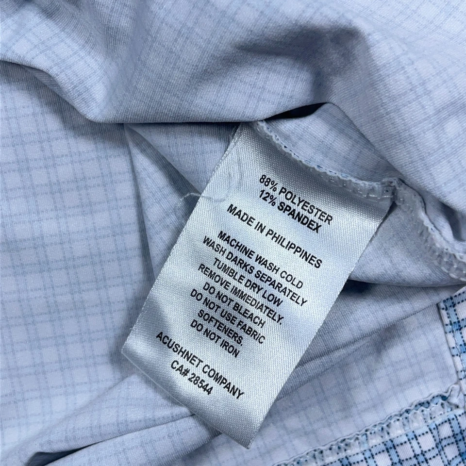 Foot Joy Polo Shirt Men Medium Blue Plaid Performance Golf Wicking Quick Dry FJ - Image 4 of 4