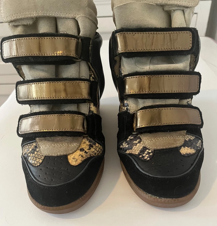 Isabel Marant Gamuza Y Pitón Cuero Repujado Bekett Cuña Sneak Foto 3 de 4