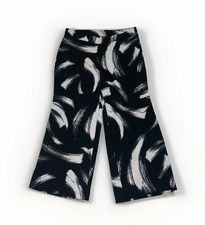 Chico  s Travelers Brush Stroke Print Cropped High Rise Slinky Knit Pants Sz L