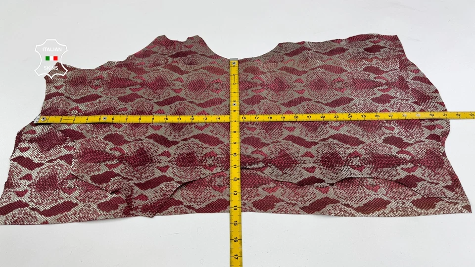 PINK SHIMMER SNAKE PRINT ON Italian Calfskin Leather 2 skins 5sqf 0.7mm #C6904 - Image 4 of 4