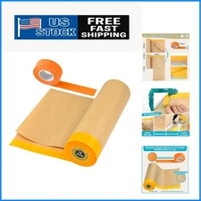 Pre-Taped Masking Paper for Painting, 18 Inch X 66 Feet Painters Paper Roll and