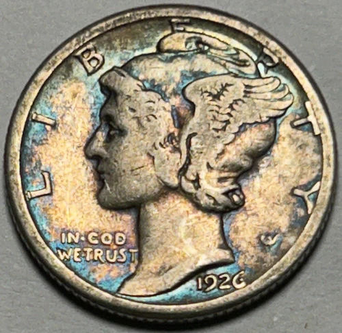 1926-S Mercury Dime — VF Condition Toned 🌈 Better Date