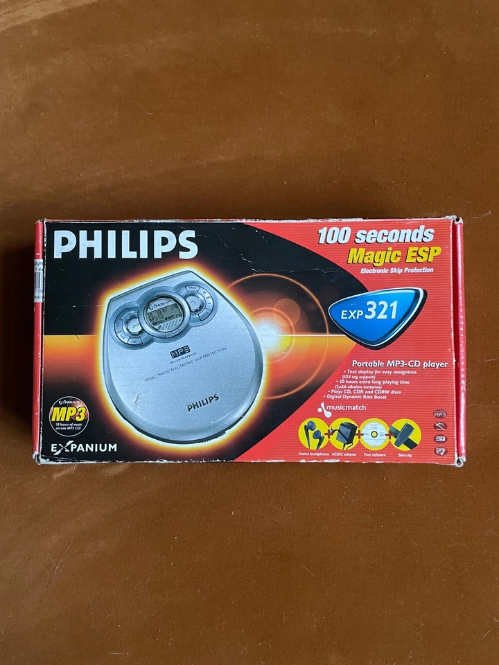 Vintage Discman Philips EXP 321 / Vollständig funktioniert OVP