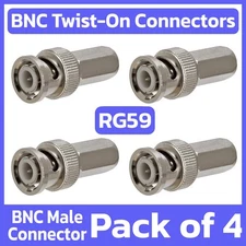 4 Pack BNC Twist-On Connector for RG59 Coaxial Cable CCTV Cameras End Plug