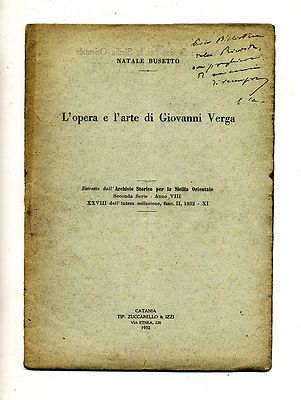 Natale Busetto#L'OPERA E L'ARTE DI G. VERGA#Estratto#Tip. Zuccarello & Izzi 1932