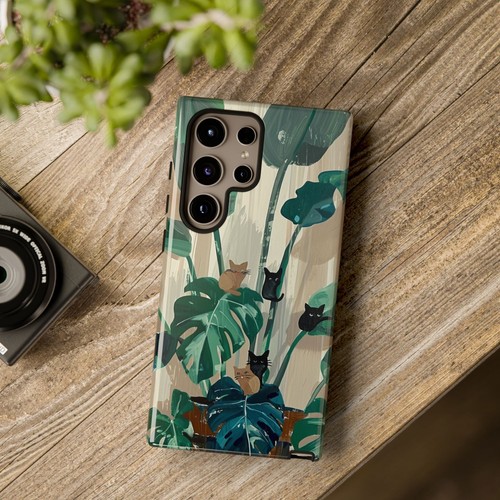 Phone-Ink iPhone, Pixel, Samsung Galaxy Case - Monstera Green Plant Cats - 第 97/191 張圖片