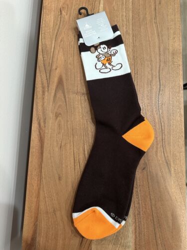 Disney Parks 100 2023 Retro Mickey Mouse Socks Brown & Orange New - Picture 1 of 4