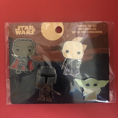STAR WARS FUNKO POP Mandalorian Grogu Greef Boba Fett ENAMEL PIN SET Baby Yoda