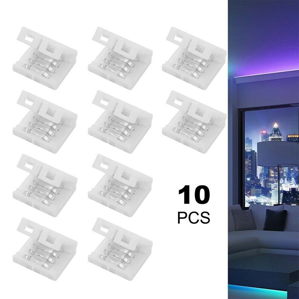 Connectors For Led Strip Lights Amefil 8mm LED Connectors 4-Pin RGB 8X L Shape Corner Connector,10x... Led Strip Light Connectors