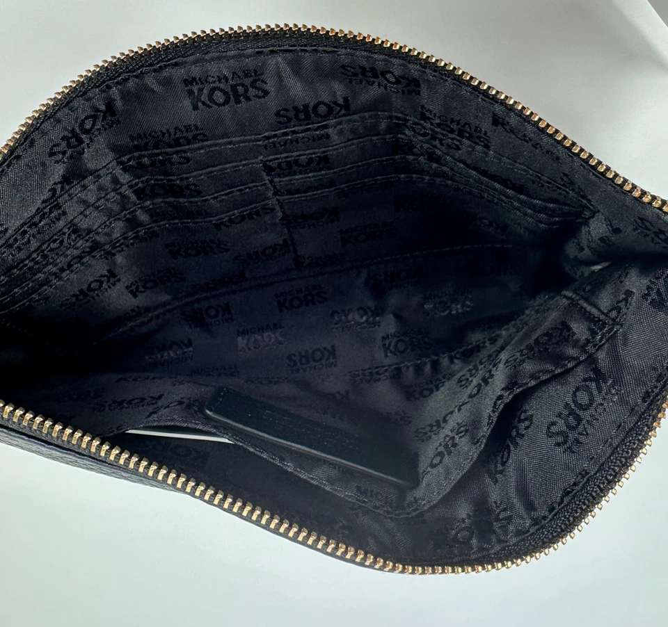 Michael Kors Fulton Large Zip Clutch Wallet Soft Black Pebble Leather NWT - Image 3 of 3