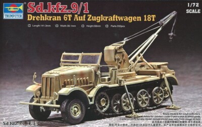 Trumpeter 07251 Drehkran 6t auf Zugkraftwagen 18t (Sd.Kfz. 9/1) in 1:72 Bausatz