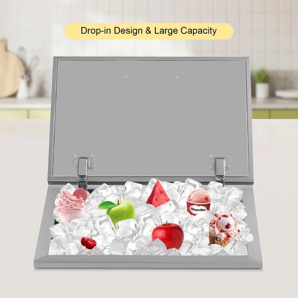 SS304 Drop In Ice Chest Bin Ice Chest Cooler Stainless Steel W/Lid & Hose; Drain - Image 2 of 4