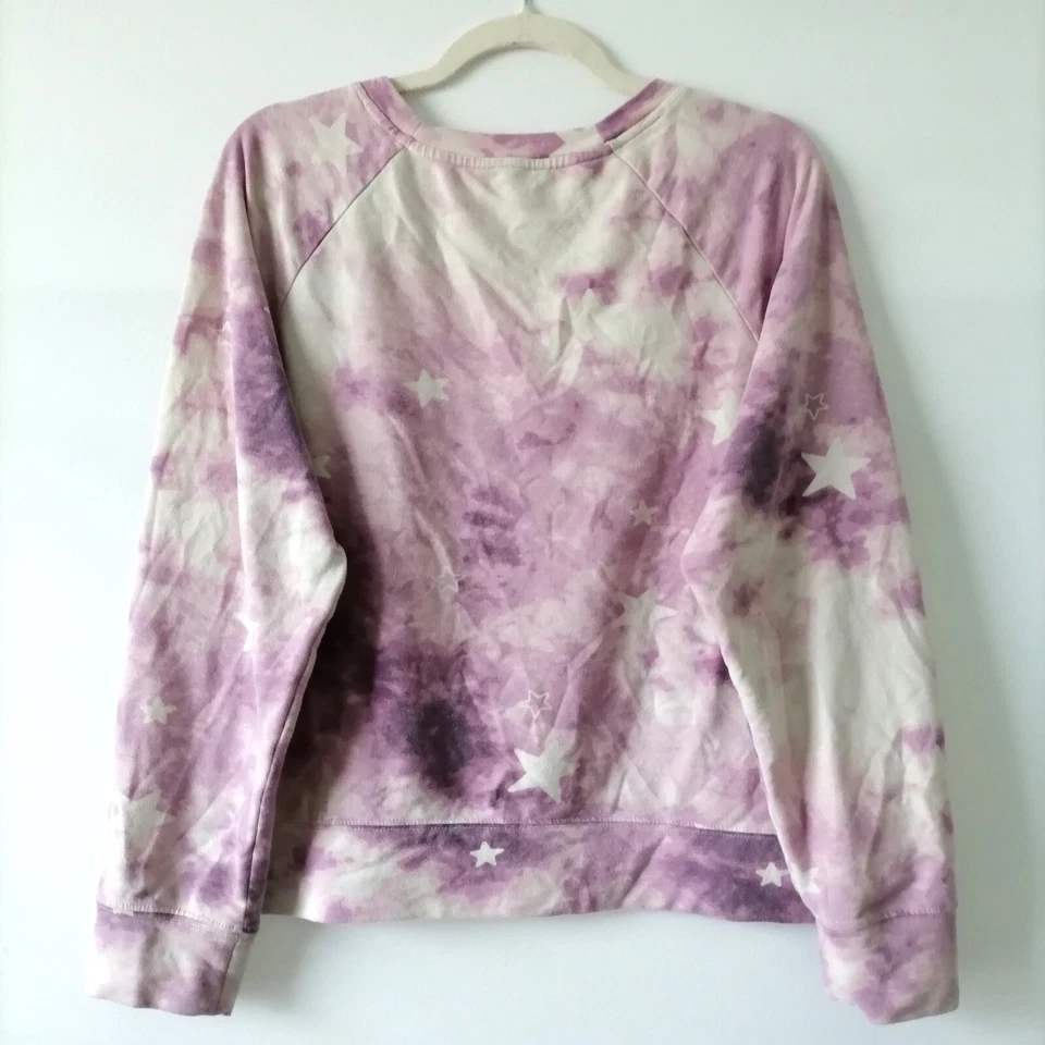Wildfox Womens Lavender White Tie Dye Long Sleeve Pullover Sweatshirt Size L - Image 4 of 4