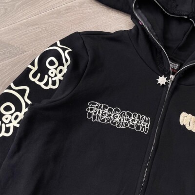 Glo Style Gang The Glory Full Zip Hoodie Black cartoon print