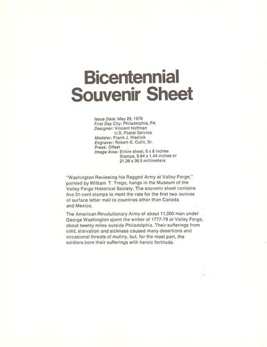 #7618 31c Bicentennial SS #1689 Souvenir Page - Picture 2 of 2