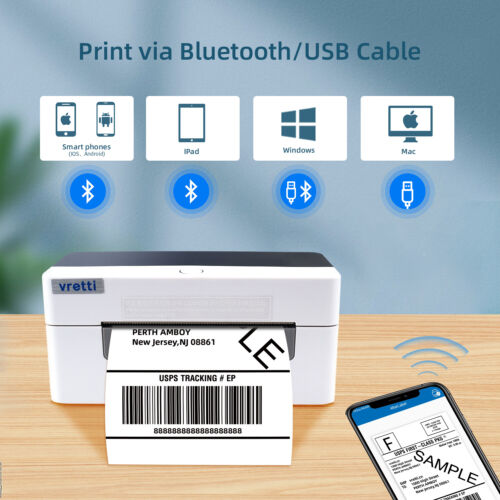 VRETTI Wireless Bluetooth Thermal Shipping Label Printer 4x6 UPS USPS FedEx eBay - Picture 4 of 11