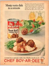 1961 CHEF BOY-AR-DEE MEATBALLS Vintage 1960's 8.5" X 11.5" Magazine Ad M114