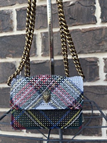 NWT Kurt Geiger Micro Kensington Fabric Tartan Crystal Crossbody multi - Picture 3 of 6