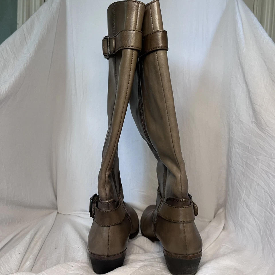 GB-GIANNI BINI серо-коричневый женщин кожи колена сапоги размер 8 М  - Изображение 4 из 4