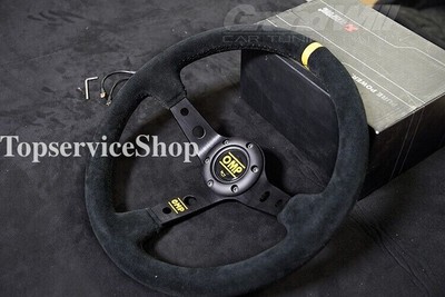 OMP 350mm 14' Suede Leather Black Deep Cone Racing Sport Steering Wheel