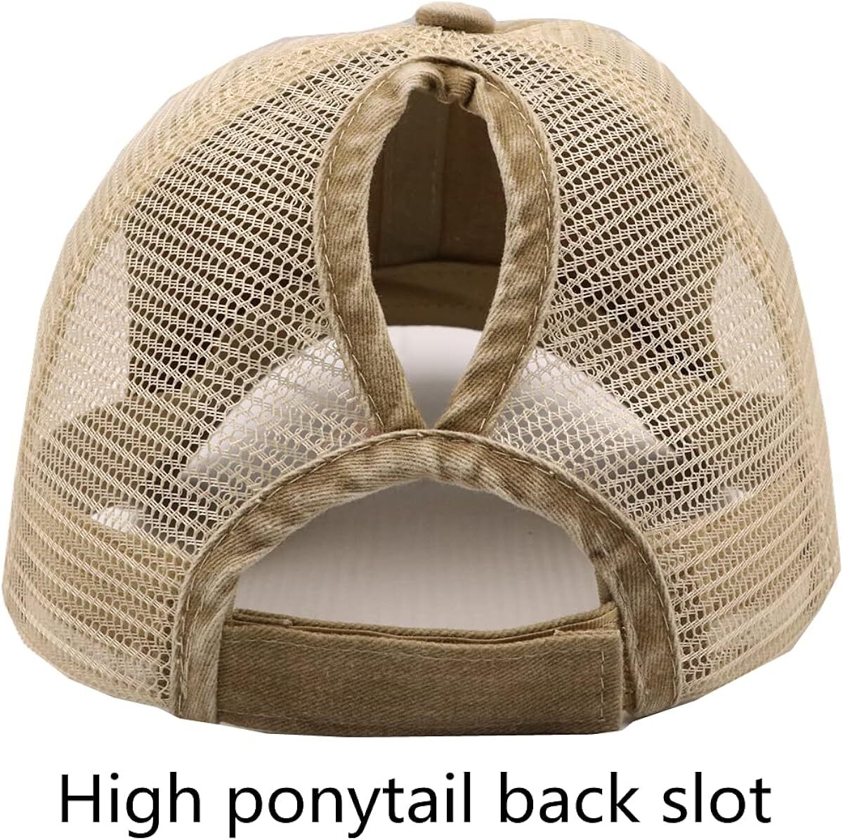 Women\'s Khaki Crises Cross Ponytail Adjustable High Messy Bun Baseball Caps Messy Bun Cc Ponytail Hat Ponycap Criss Cross Baseball  main image 2