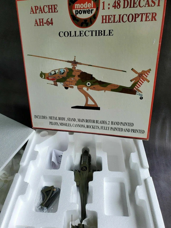 Hubschrauber Apache AH-64 Grün Olivgrün Model Power 1/48 Mint Box - Bild 2 von 4