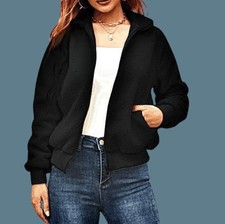 Lsh Black Zip Up Jacket Womens Medium With Pockets & Lining