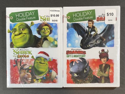 LOT OF 2 DOUBLE FEATURES: How to Train Your Dragon / Shrek ****NEW SEALED DVD'S